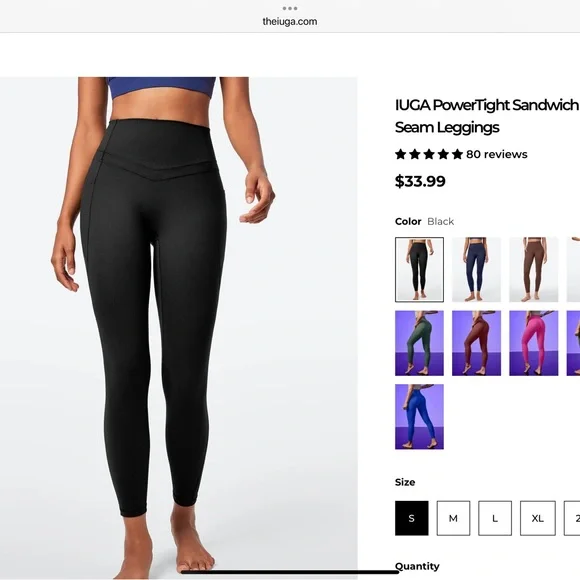 IUGA sandwich front Power Tight Leggings Set in Grey, Green, Navy, and Black - Picture 6 of 16